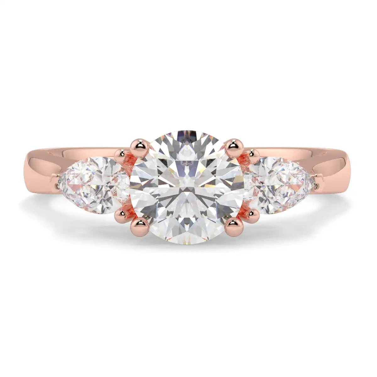 Round With Pear Trilogy Diamond Ring